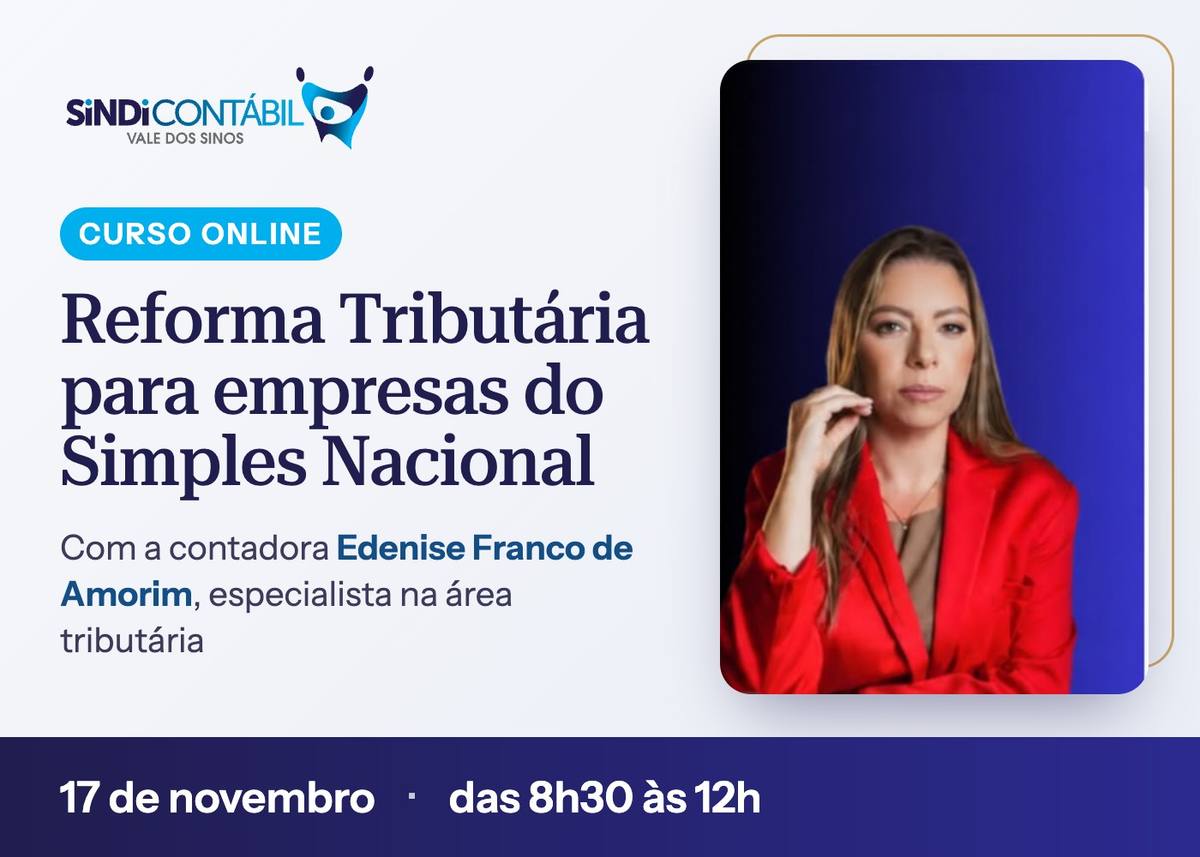 Card de divulgação do curso Reforma Tributária para Empresas do Simples Nacional, 17 de novembro de 2026