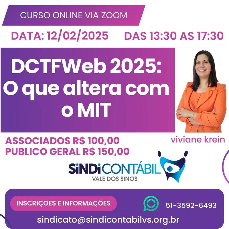 Peça de divulgação do curso DCTFWeb 2025