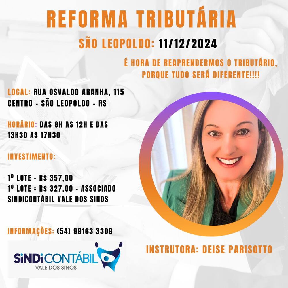 Peça de divulgação do curso Reforma Tributária
