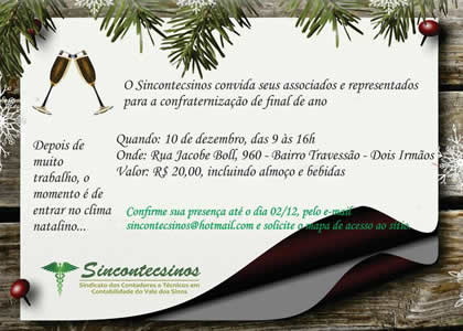 Convite da Confraternização de Final de Ano de 2016