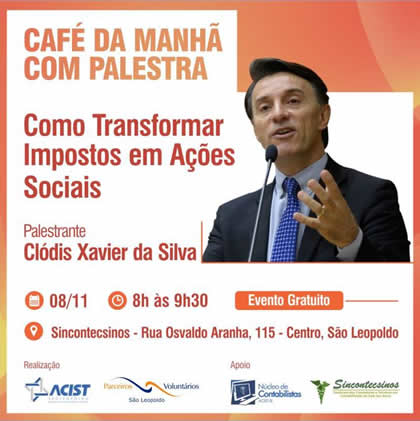 Divulgação do Café da Manhã com Palestra, novembro de 2017